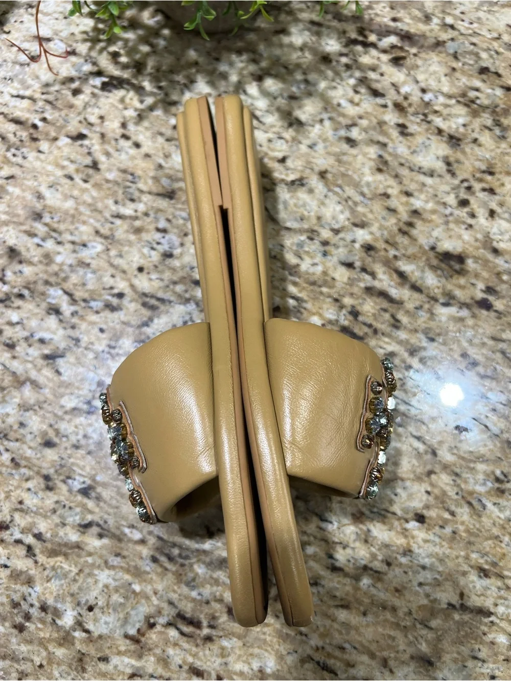 Tory Burch Eleanor Double T Crystal Slides Mules Sandals 10
